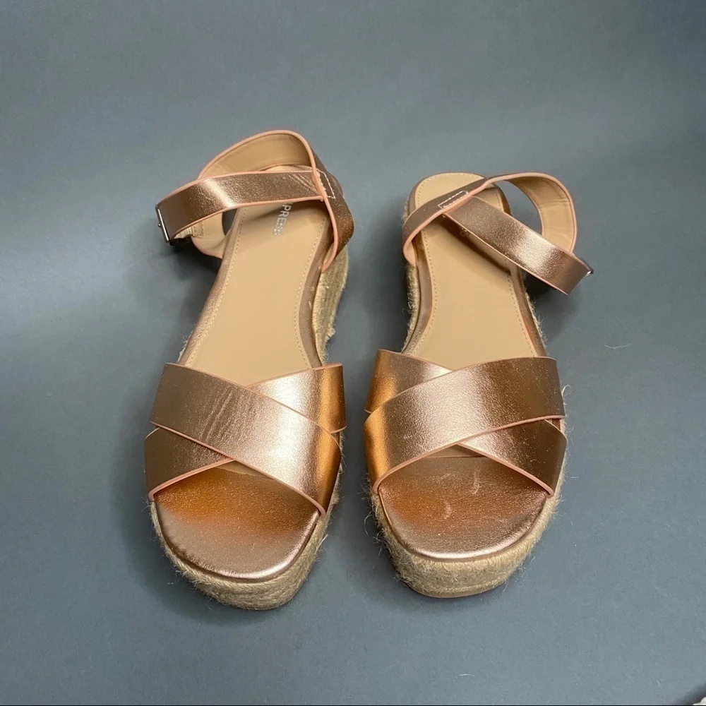 Express Rose Gold Platform Espadrilles Size 10​​​​​​​​​​​​​​​​​​​​​​